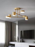 Lampa Sufitowa Nowoczesna z Sześcioma Cylindrycznymi Kloszami na Krzyżujących się Ramionach - 4