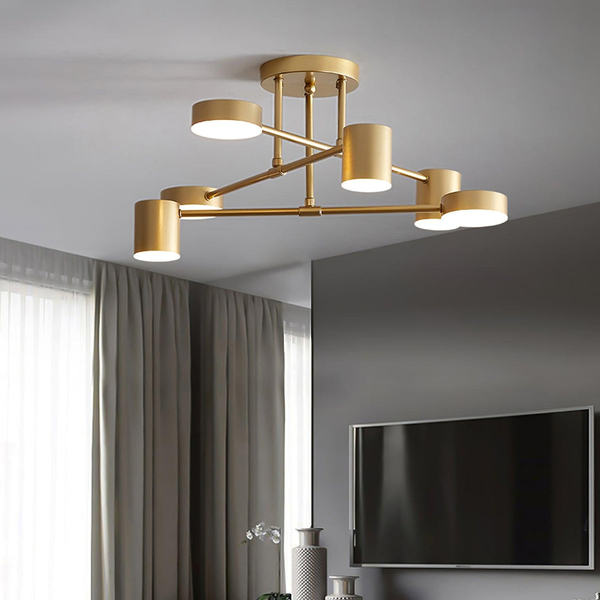 Lampa Sufitowa Nowoczesna z Sześcioma Cylindrycznymi Kloszami na Krzyżujących się Ramionach - 5