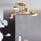 Lampa Sufitowa Nowoczesna z Sześcioma Cylindrycznymi Kloszami na Krzyżujących się Ramionach - 7