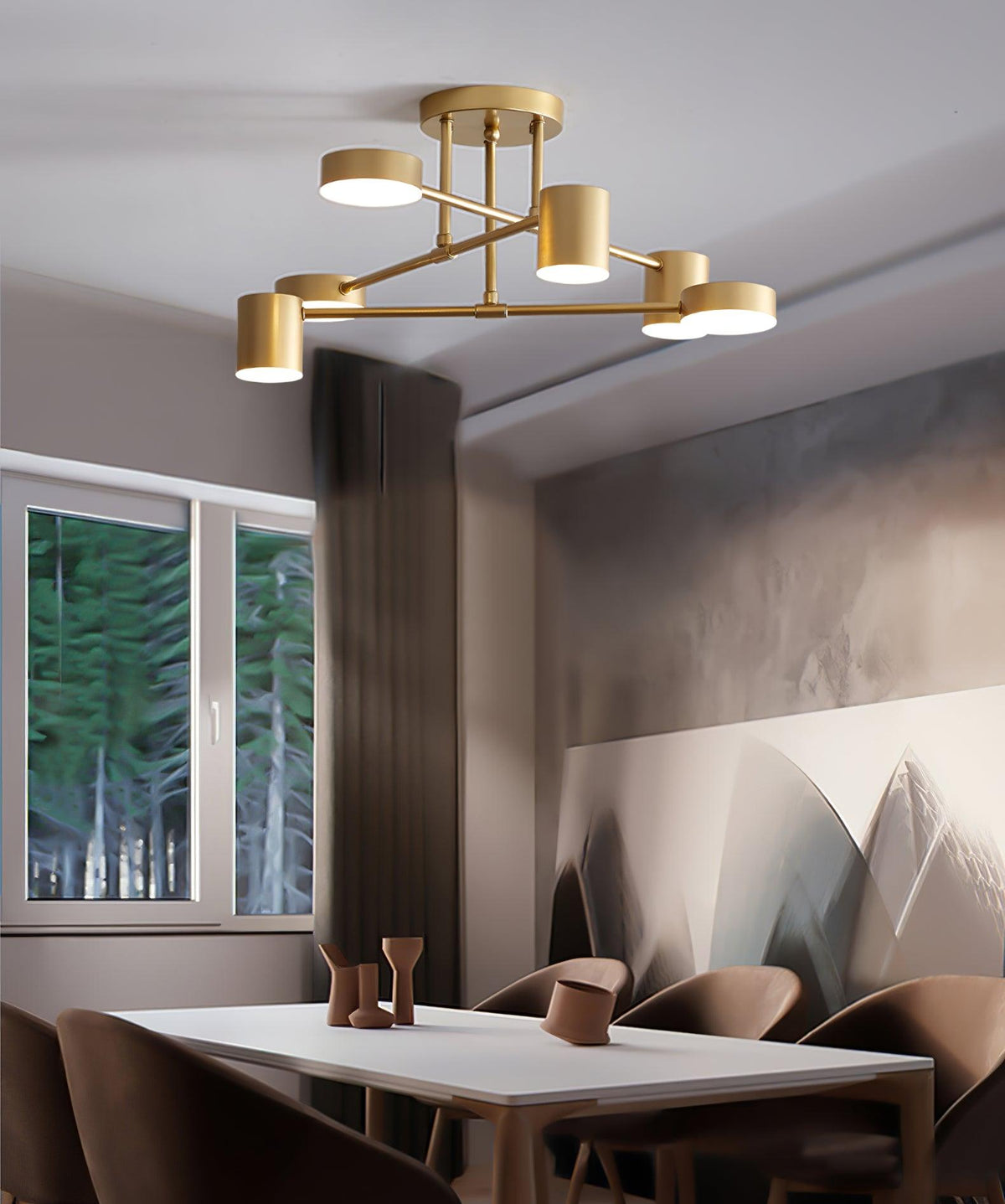 Lampa Sufitowa Nowoczesna z Sześcioma Cylindrycznymi Kloszami na Krzyżujących się Ramionach - 8