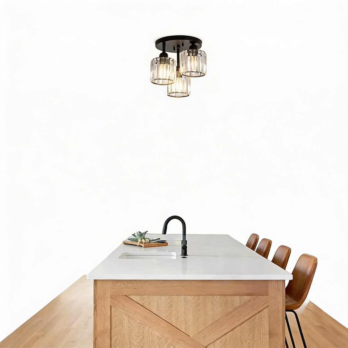 Lampa Sufitowa Półnatynkowa z Kryształowym Kloszem - 2