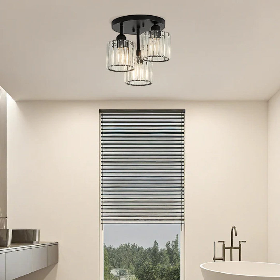 Lampa Sufitowa Półnatynkowa z Kryształowym Kloszem - 18