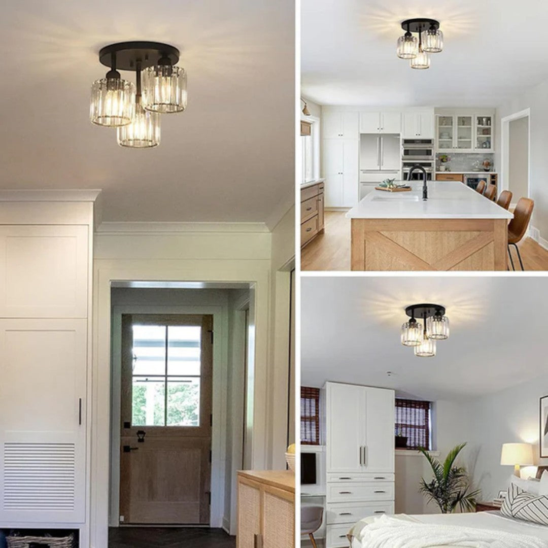 Lampa Sufitowa Półnatynkowa z Kryształowym Kloszem - 5