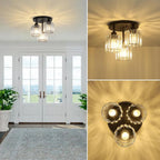 Lampa Sufitowa Półnatynkowa z Kryształowym Kloszem - 9