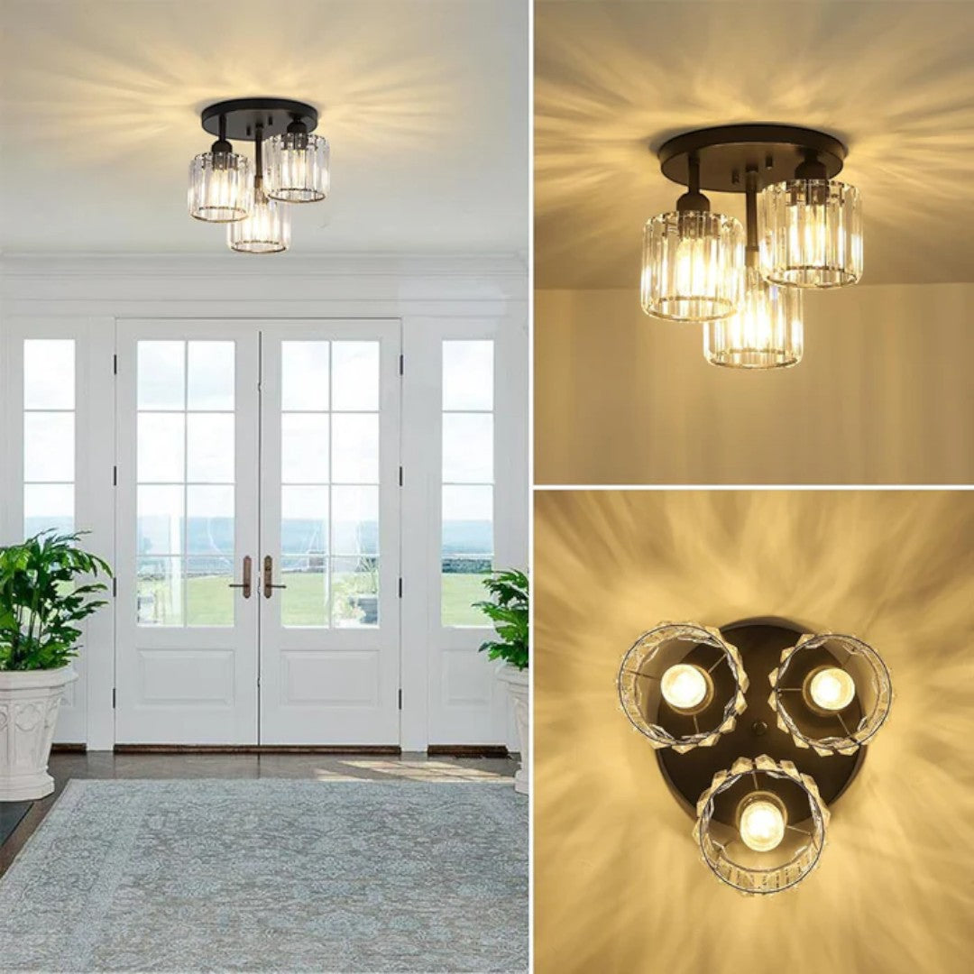 Lampa Sufitowa Półnatynkowa z Kryształowym Kloszem - 9