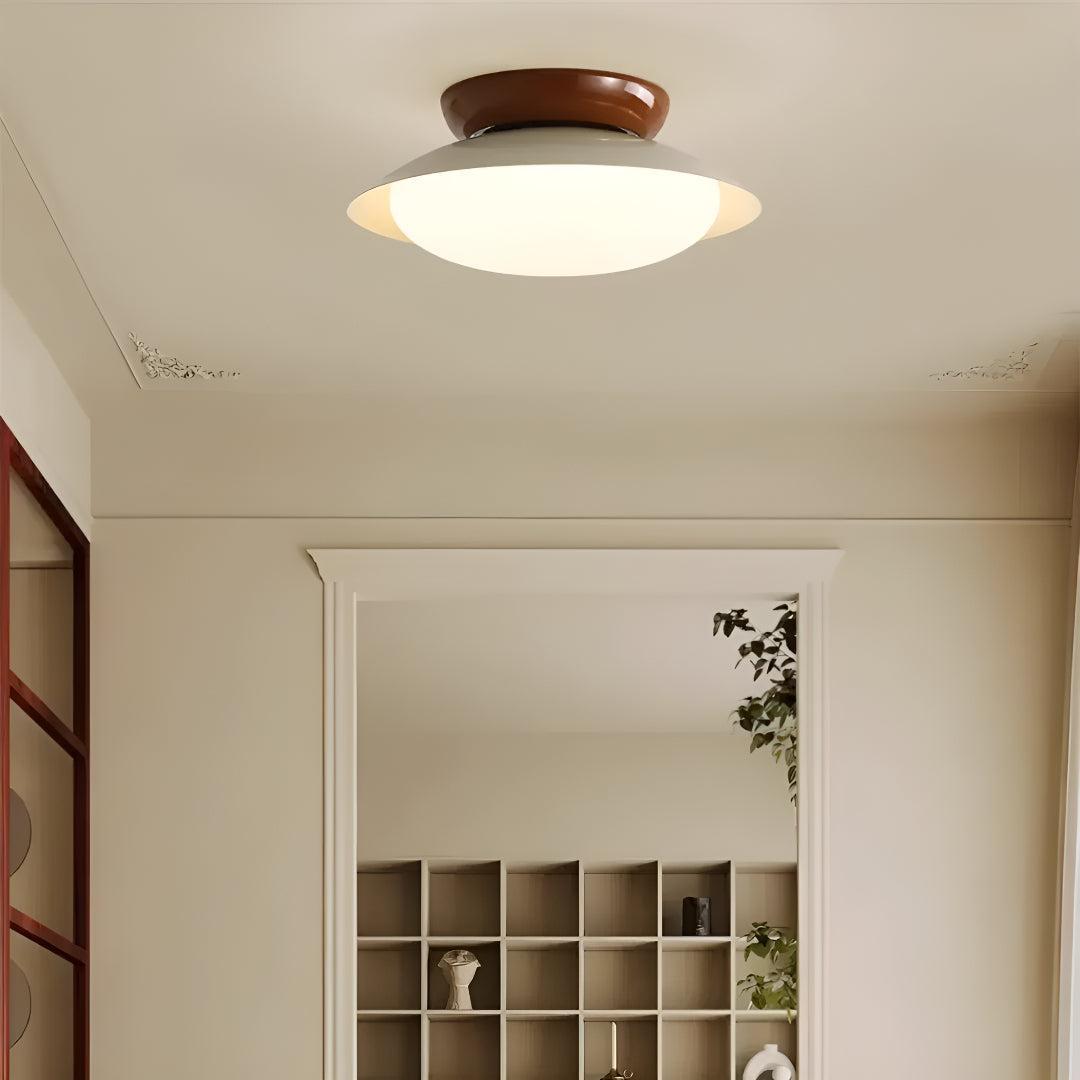 Lampa Sufitowa Retro z Kloszem Kopułkowym i Zintegrowanym LED