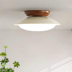 Lampa Sufitowa Retro z Kloszem Kopułkowym i Zintegrowanym LED - Beżowy