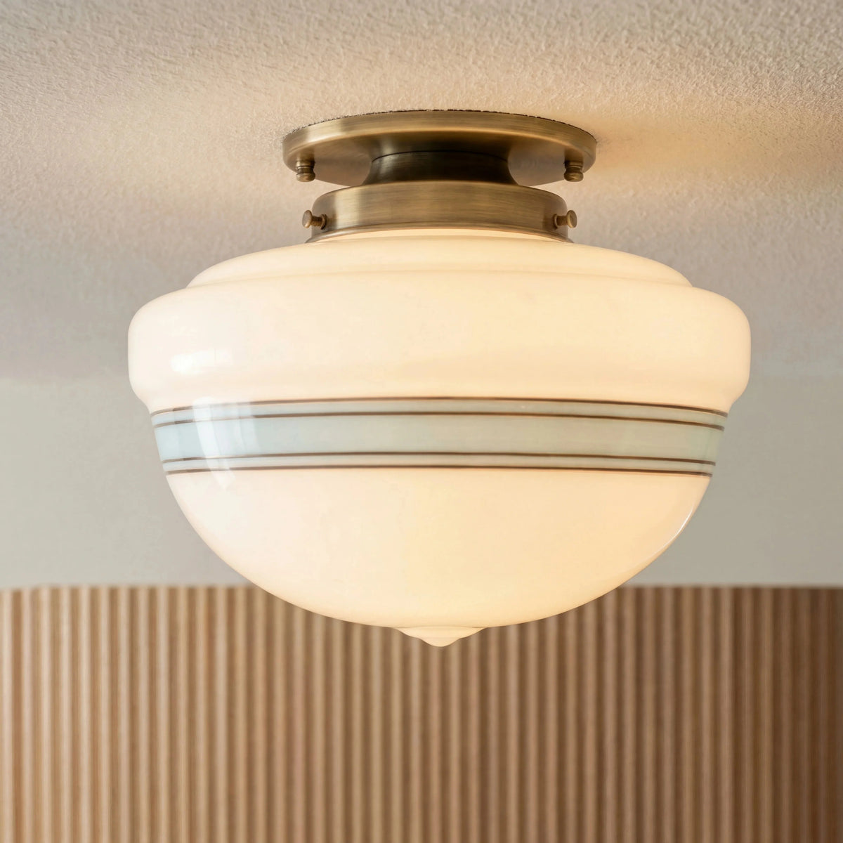 Lampa Sufitowa Retro z Kloszem ze Szkła Mlecznego w Stylu Art Deco - 12