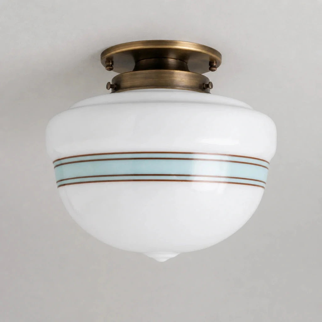 Lampa Sufitowa Retro z Kloszem ze Szkła Mlecznego w Stylu Art Deco - 13