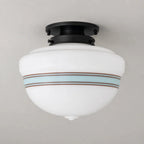 Lampa Sufitowa Retro z Kloszem ze Szkła Mlecznego w Stylu Art Deco - 15