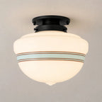 Lampa Sufitowa Retro z Kloszem ze Szkła Mlecznego w Stylu Art Deco - 16