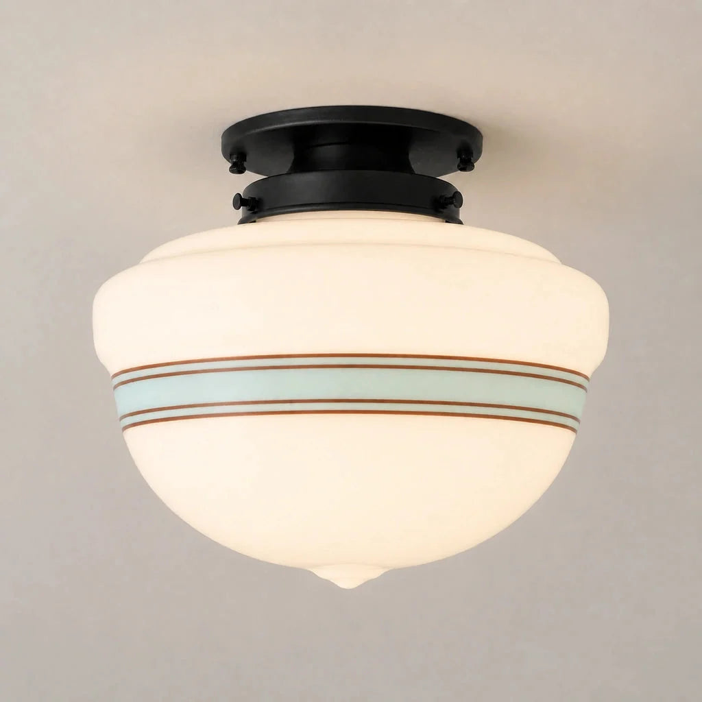 Lampa Sufitowa Retro z Kloszem ze Szkła Mlecznego w Stylu Art Deco - 16