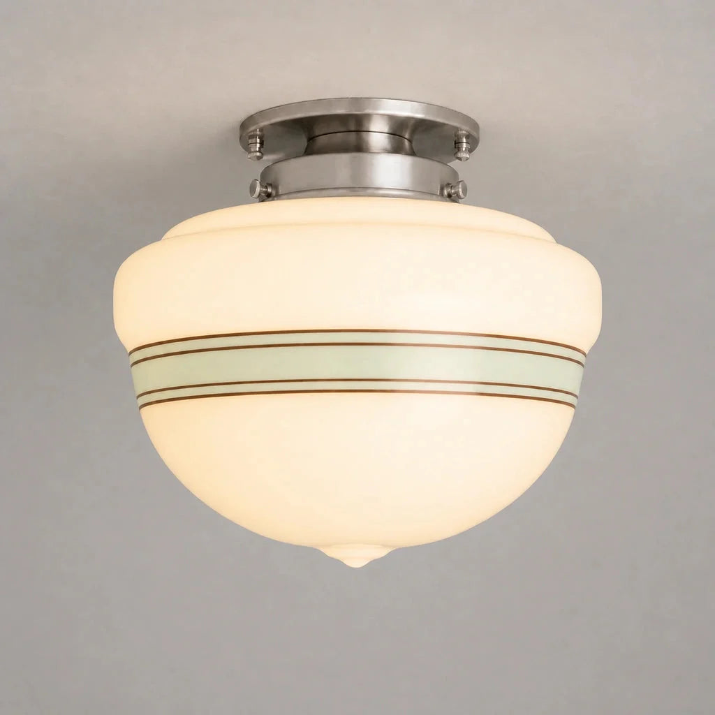 Lampa Sufitowa Retro z Kloszem ze Szkła Mlecznego w Stylu Art Deco - 18