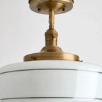 Lampa Sufitowa Retro z Mlecznym Kloszem w Paski na Złotym Stelażu - 15