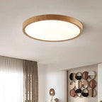 Lampa Sufitowa Skandynawska Okrągła Ultracienka z Drewnianą Ramą - 10