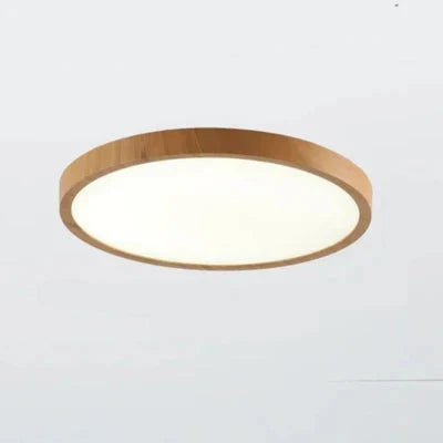 Lampa Sufitowa Skandynawska Okrągła Ultracienka z Drewnianą Ramą - 3