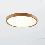 Lampa Sufitowa Skandynawska Okrągła Ultracienka z Drewnianą Ramą