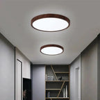 Lampa Sufitowa Skandynawska Okrągła Ultracienka z Drewnianą Ramą - 8