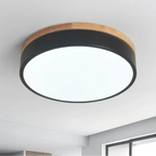 Lampa Sufitowa Skandynawska Okrągła z Drewnianą Ramą - Czarny