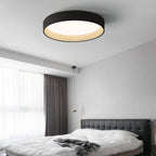 Lampa Sufitowa Skandynawska Okrągła z Drewnianym Wykończeniem i Kloszem Akrylowym - Czarny