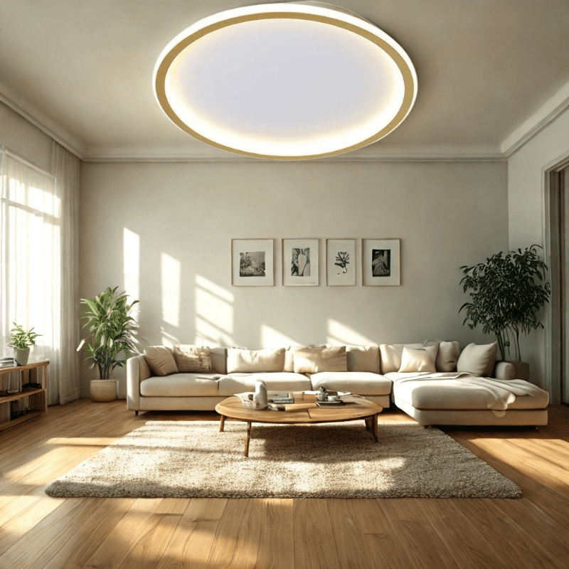 Lampa Sufitowa Skandynawska Okrągła z Wbudowanym LED i Możliwością Ściemniania