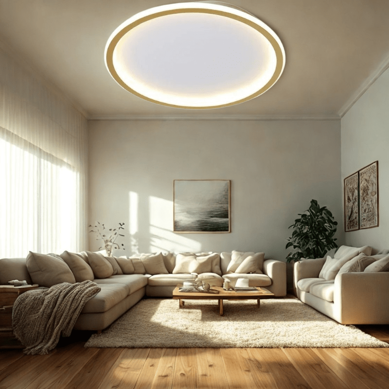Lampa Sufitowa Skandynawska Okrągła z Wbudowanym LED i Możliwością Ściemniania - 7