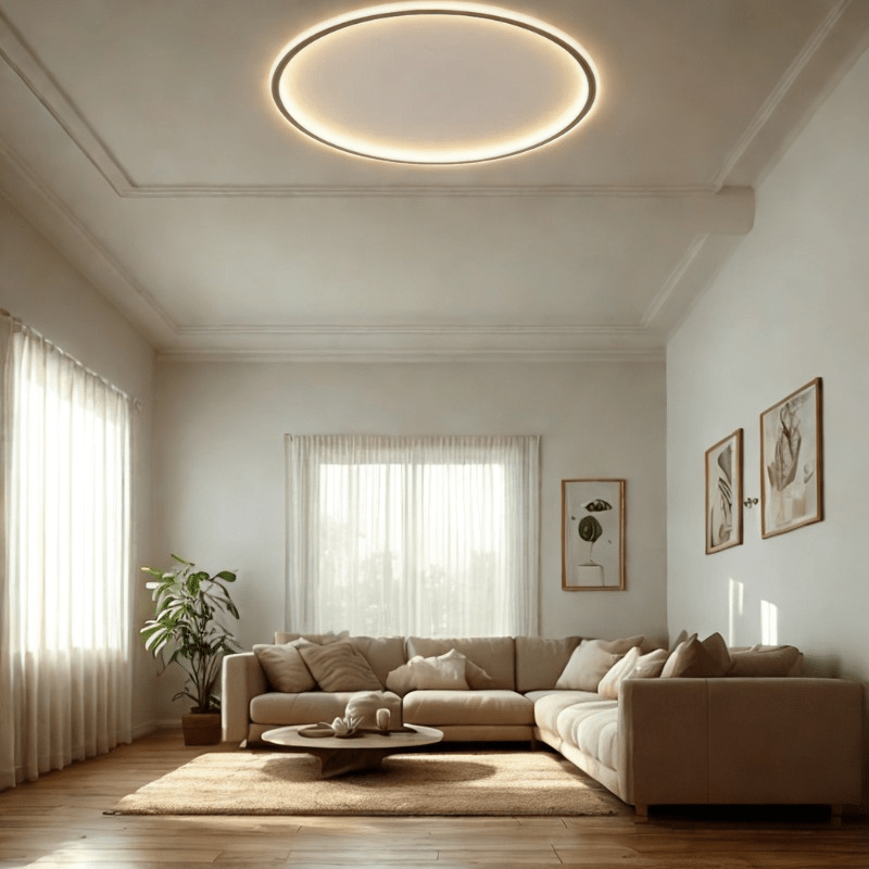 Lampa Sufitowa Skandynawska Okrągła z Wbudowanym LED i Możliwością Ściemniania - 9