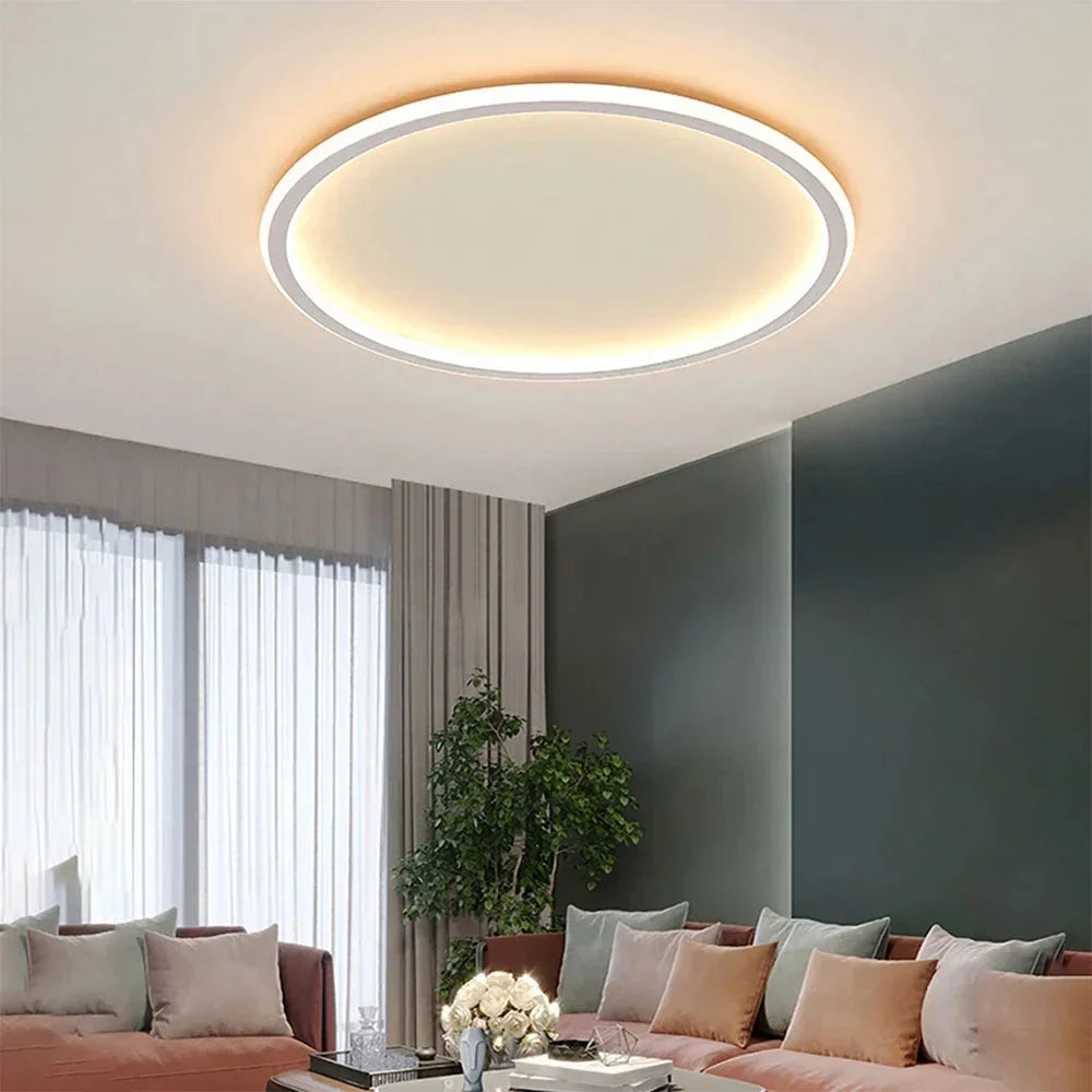 Lampa Sufitowa Skandynawska Okrągła z Wbudowanym LED i Ściemniaczem