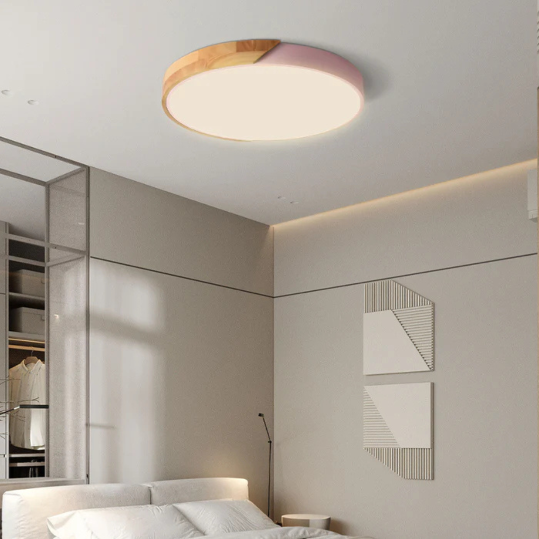 Lampa Sufitowa Skandynawska z Drewnianą Ramą i Zintegrowanym LED - 12