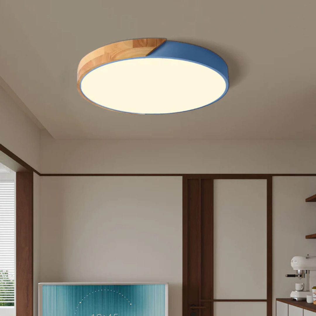 Lampa Sufitowa Skandynawska z Drewnianą Ramą i Zintegrowanym LED - 13