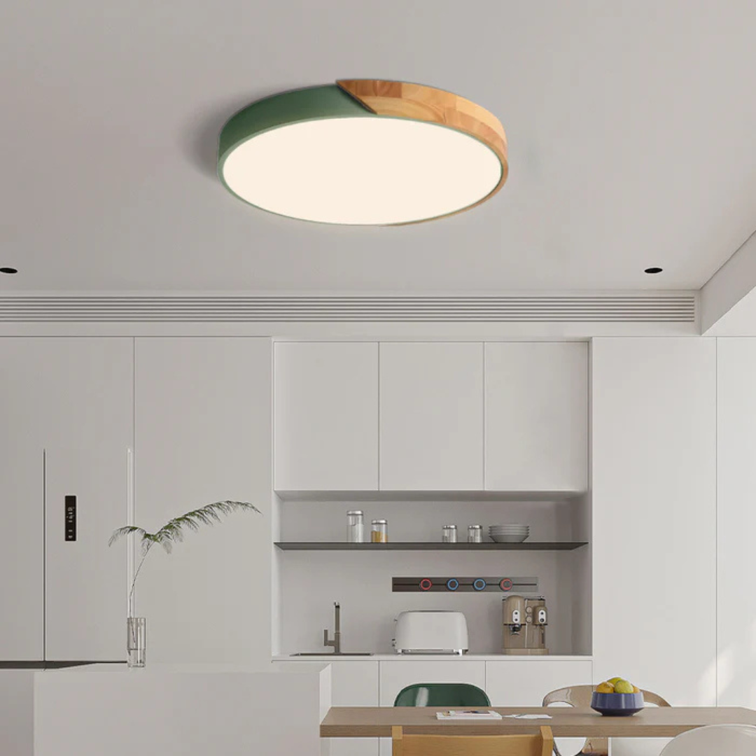 Lampa Sufitowa Skandynawska z Drewnianą Ramą i Zintegrowanym LED - 14