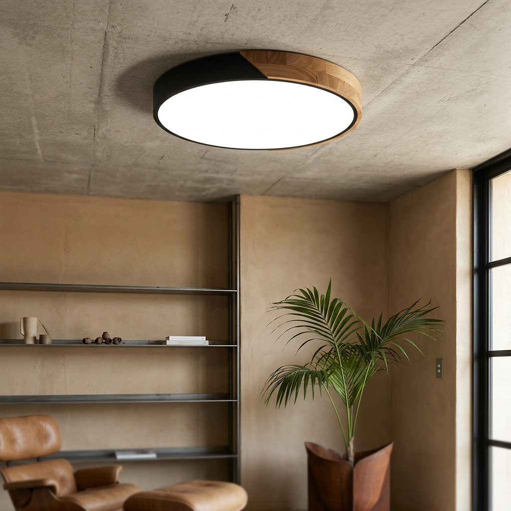 Lampa Sufitowa Skandynawska z Drewnianą Ramą i Zintegrowanym LED - 16