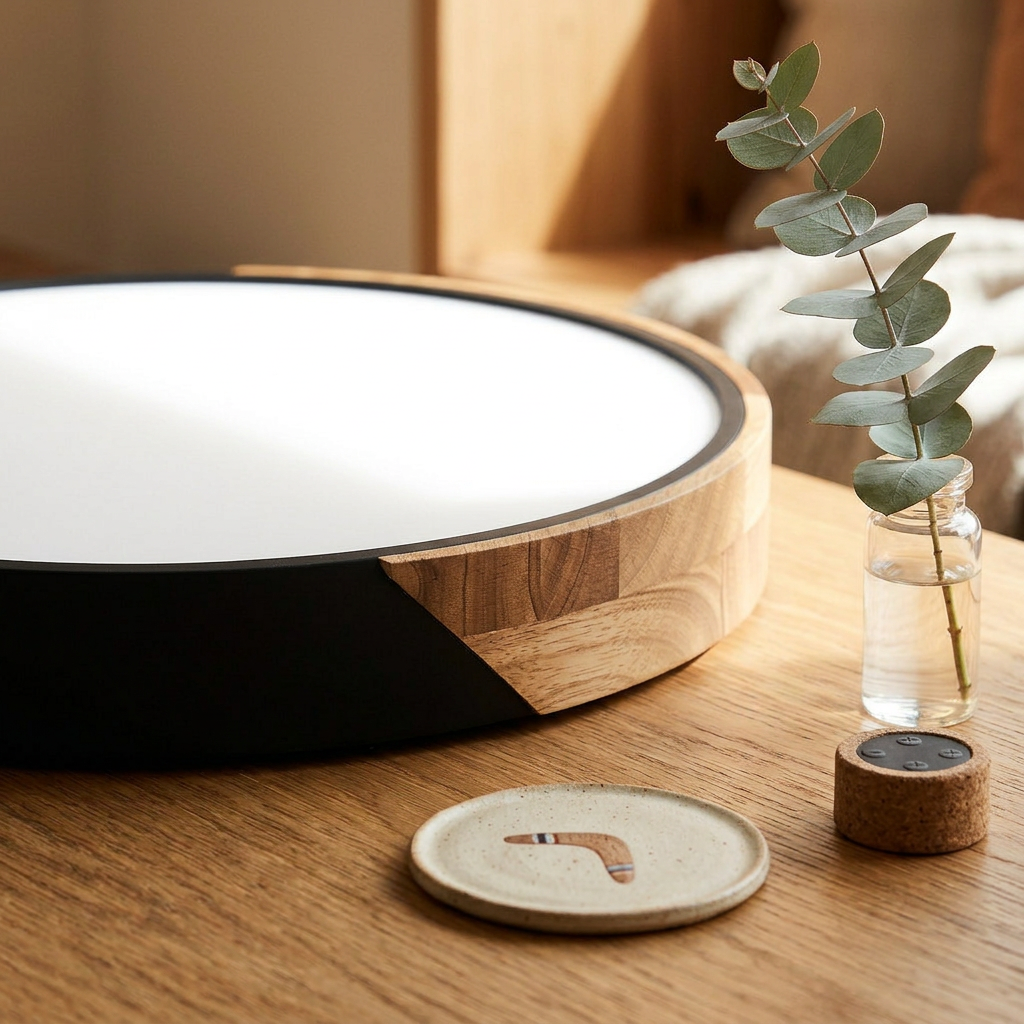 Lampa Sufitowa Skandynawska z Drewnianą Ramą i Zintegrowanym LED - 17