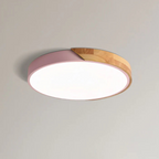 Lampa Sufitowa Skandynawska z Drewnianą Ramą i Zintegrowanym LED - Różowy