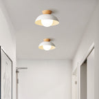 Lampa Sufitowa Skandynawska z Drewnianym Elementem i Kloszem Kulistym - 10