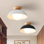 Lampa Sufitowa Skandynawska z Drewnianym Elementem i Kloszem Kulistym - 15