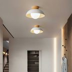 Lampa Sufitowa Skandynawska z Drewnianym Elementem i Kloszem Kulistym - 4
