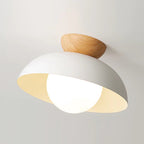 Lampa Sufitowa Skandynawska z Drewnianym Elementem i Kloszem Kulistym - 6