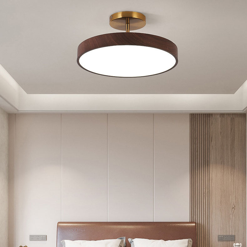 Lampa Sufitowa Skandynawska z Okrągłym Kloszem i Drewnianą Ramą - 10