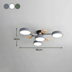 Lampa Sufitowa Skandynawska z Okrągłymi Kloszami i Drewnianymi Detalami - 10