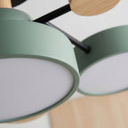 Lampa Sufitowa Skandynawska z Okrągłymi Kloszami i Drewnianymi Detalami - 19