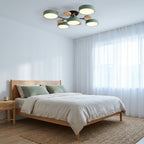 Lampa Sufitowa Skandynawska z Okrągłymi Kloszami i Drewnianymi Detalami - 20