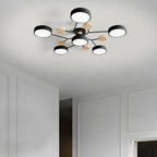 Lampa Sufitowa Skandynawska z Okrągłymi Kloszami i Drewnianymi Detalami - 20