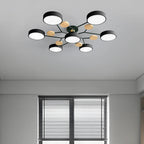 Lampa Sufitowa Skandynawska z Okrągłymi Kloszami i Drewnianymi Detalami - 23