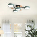 Lampa Sufitowa Skandynawska z Okrągłymi Kloszami i Drewnianymi Detalami - 5