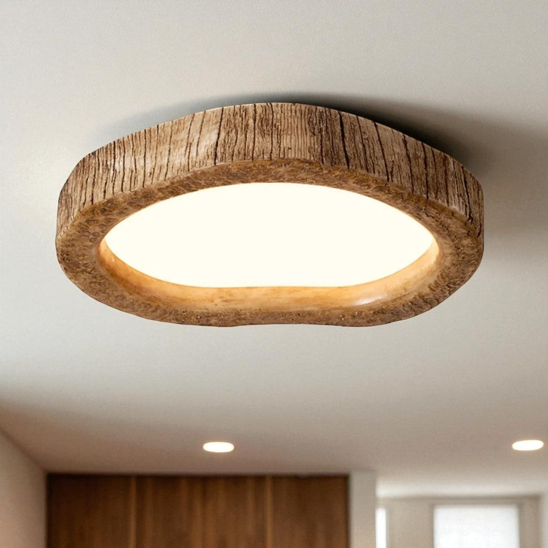 Lampa Sufitowa Skandynawska z Ramką w Stylu Drewna - Trójkolorowe Światło