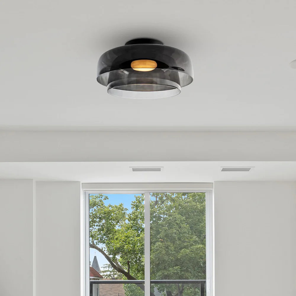 Lampa Sufitowa Skandynawska ze Szklanym Kloszem - Szary