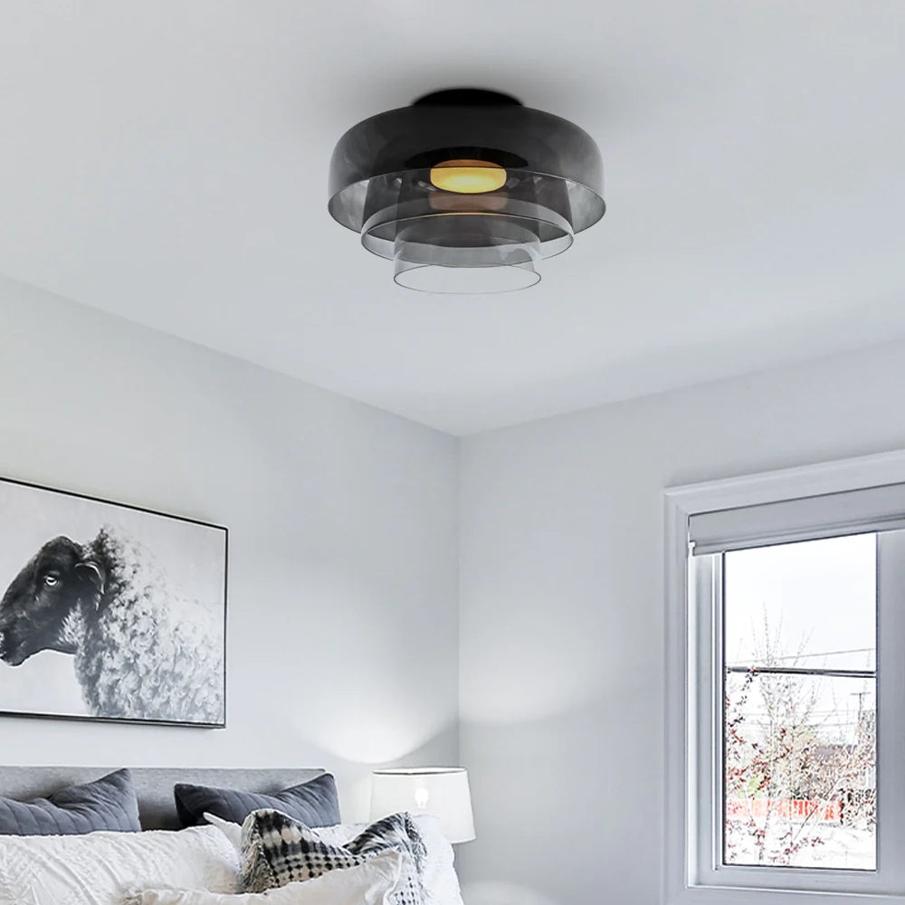 Lampa Sufitowa Skandynawska ze Szklanym Kloszem - Szary