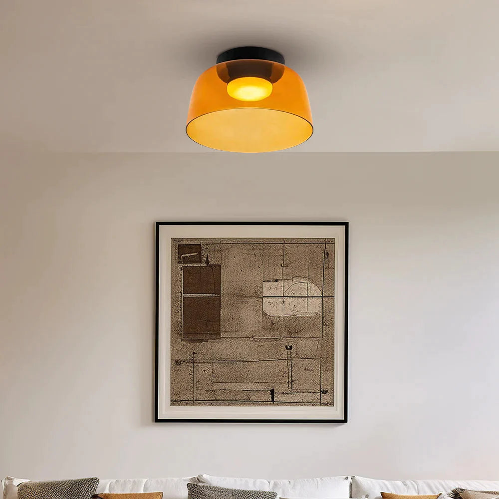 Lampa Sufitowa Skandynawska ze Szklanym Kloszem - Pomarańczowy