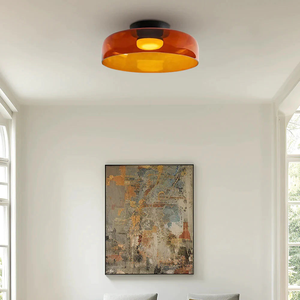 Lampa Sufitowa Skandynawska ze Szklanym Kloszem - Pomarańczowy